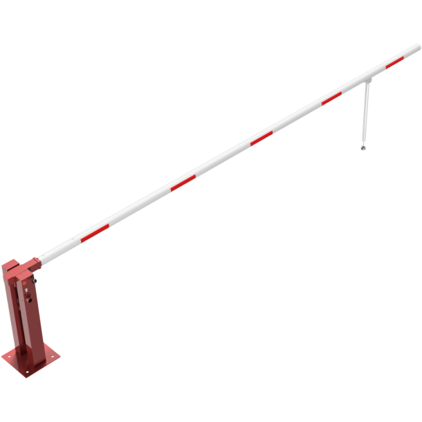 Manual barrier | with pneumatic spring | and hinged pole support | clear width: 5000 mm | with triangular lock and Euro profile cylinder lock at the main support